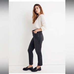 Madewell Black/Charcoal Curvy High-Rise Slim Straight Jeans Size 29